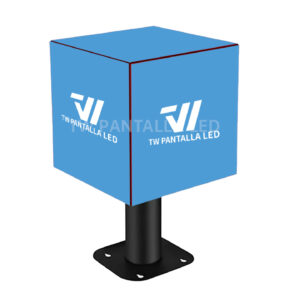 LED cube display screen for creative installation by TW Pantalla LED factory — 320x320mm modular rental LED video cube.