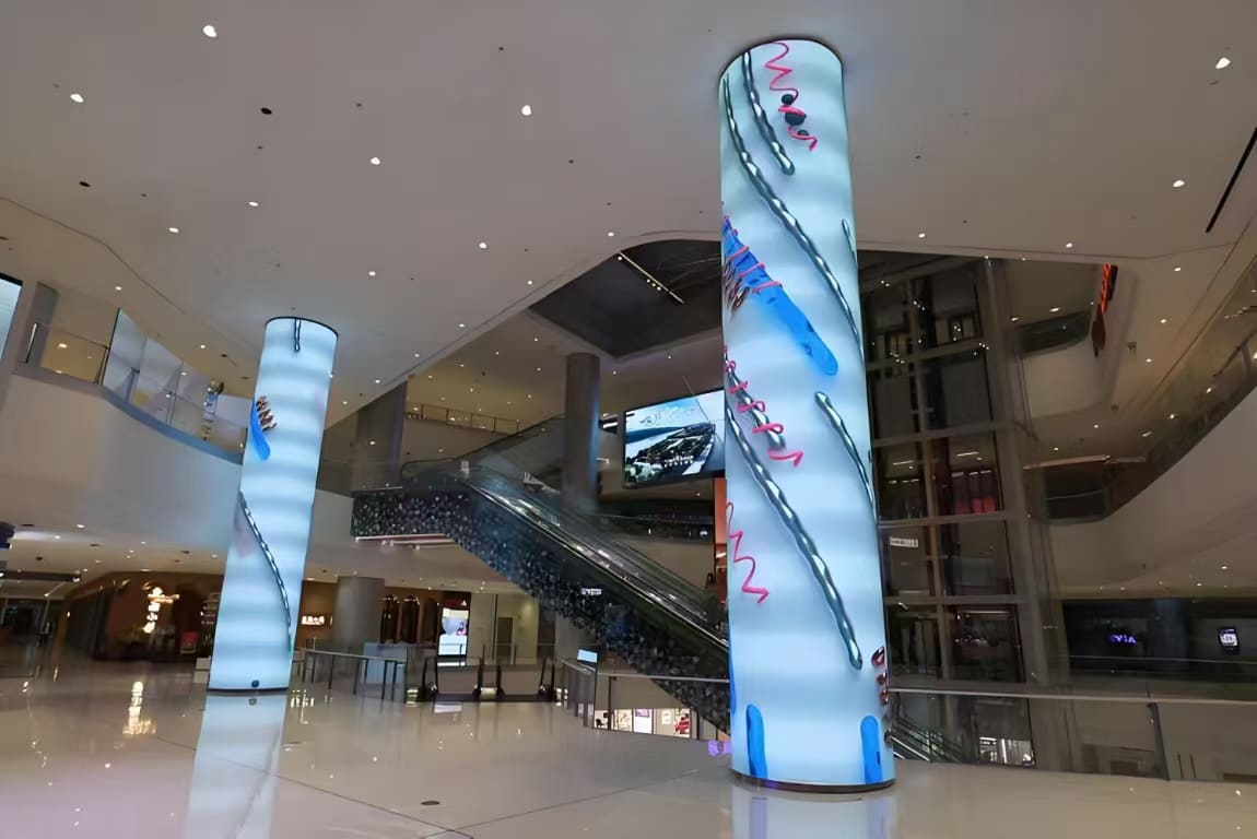 led cylinder display in retail
